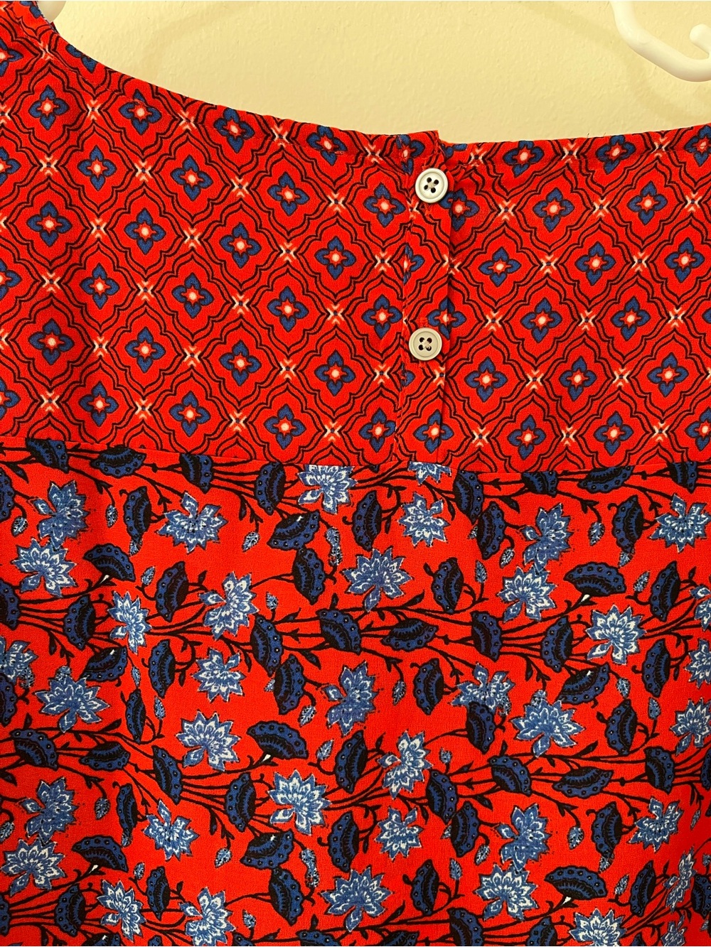 LOFT Red and Blue Floral Long-Sleeve Blouse - Picture 9 of 10